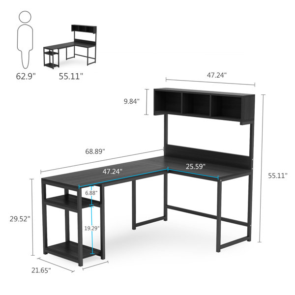Latitude Run® Casta LShaped Gaming Desk with Hutch Wayfair